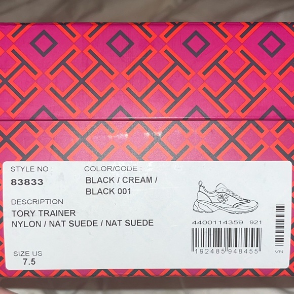 NEW IN BOX! Tory Burch: Good Luck Trainer (Color: Black/Cream, Size: 7.5 US) - Picture 15 of 15